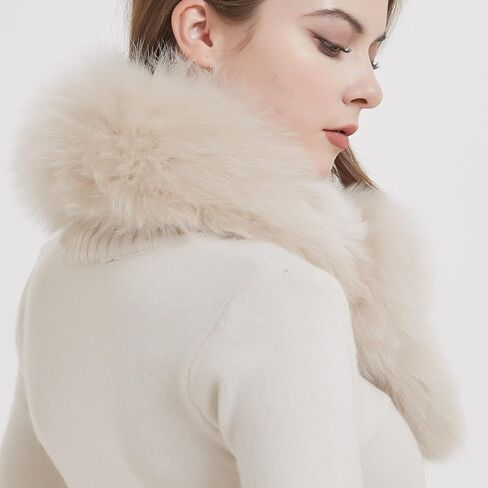 Bibury Khaki Real Fox Fur Scarf, Fur On Double Side , Cold Weather Neck Warmer,Winter Accessories in Saudi Arabia