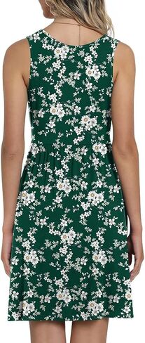 CATHY Womens Casual Sleeveless Dress V Neck Wrap Tunics Dresses Loose Comfy Beach Sundress with Pockets in Kuwait