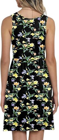 CATHY Womens Casual Sleeveless Dress V Neck Wrap Tunics Dresses Loose Comfy Beach Sundress with Pockets in Kuwait