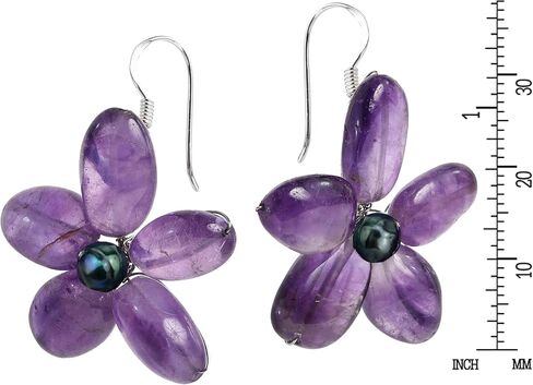 مجموعة مجوهرات من اللؤلؤ الأرجواني واللؤلؤ الوردي (مصبوغ) والكوارتز الأرجواني زهرة والقلادات والأقراط in Kuwait