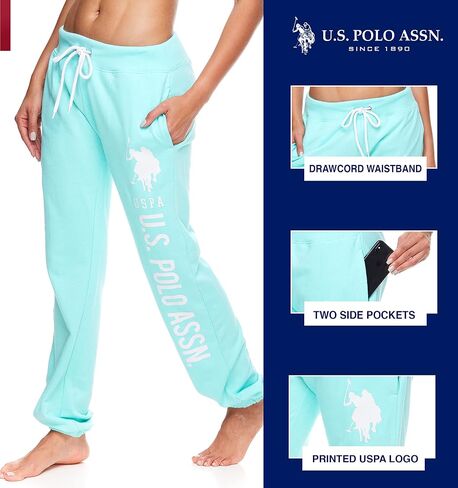 U.S. Polo Assn. Essentials Womens Lounge Pants with Pockets, Plus Size Sweatpants for Women (Mint-Heather, 3X) in Saudi Arabia