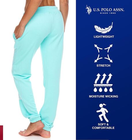 U.S. Polo Assn. Essentials Womens Lounge Pants with Pockets, Plus Size Sweatpants for Women (Mint-Heather, 3X) in Saudi Arabia
