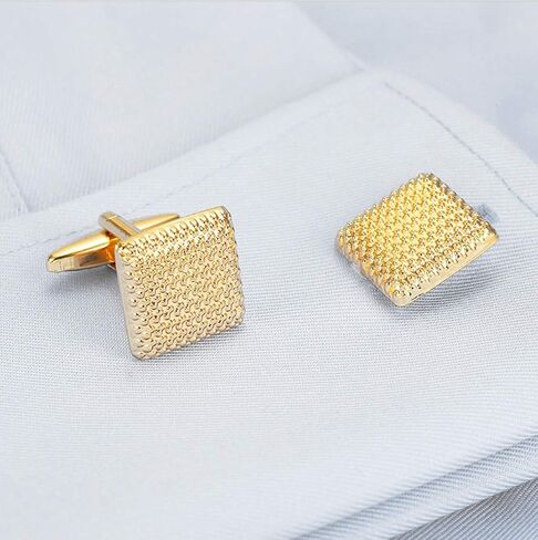 Gold Metal Textured Cuff Links Luxury French Tuxedo Shirt Cufflinks in Kuwait