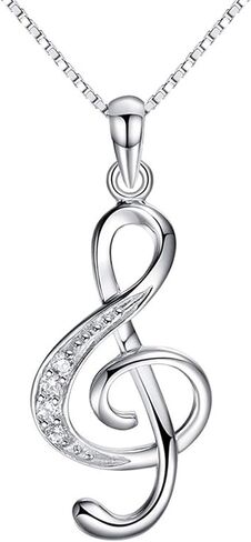 مذكرة موسيقية قلادة قلادة فضية مكعب زركونيا الموسيقى ملاحظة مجوهرات هدايا لمحبي الموسيقى النساء فتاة 18 بوصة in Kuwait