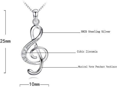 مذكرة موسيقية قلادة قلادة فضية مكعب زركونيا الموسيقى ملاحظة مجوهرات هدايا لمحبي الموسيقى النساء فتاة 18 بوصة in Kuwait