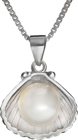 925 فضة استرليني لؤلؤ في صدف قلادة قلادة مع سلسلة صندوقية 18 بوصة، لؤلؤ المياه العذبة الأسود والأبيض، خالية من النيكل ولا تسبب الحساسية، مجوهرات جزيرة هاواي للنساء ابنة الزوجة، صندوق هدايا in Saudi Arabia