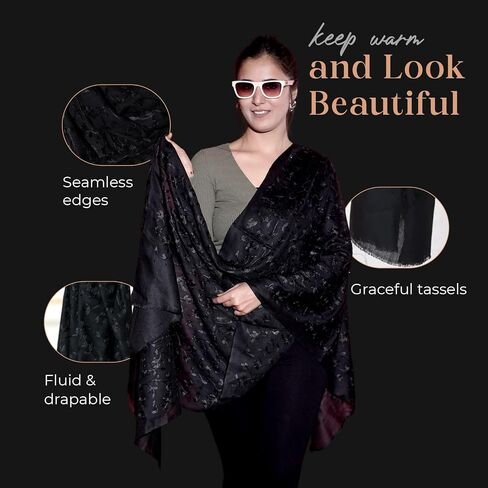 Netham Women’s Scarf/Shawl with beautiful floral pattern and crystals in Saudi Arabia