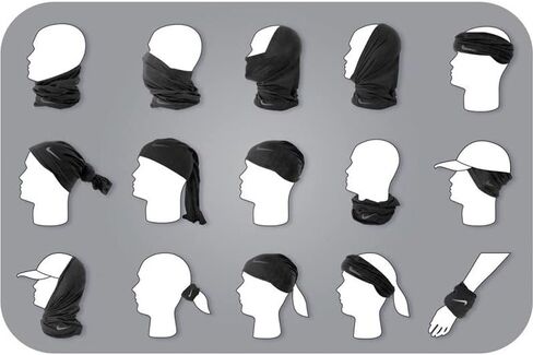 Nike Dri Fit Wrap Headband Multipurpose Bandana Neck Warmer Running Headwear (BLACK/SILVER) in Saudi Arabia