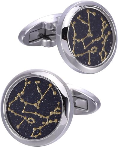 Jonwo Sky Constellation Pattern Round Men's Cufflinks In Gift Case Sparkling Blue Goldstone Cufflinks for Men Jewelry for Wedding Party Business Birthday Anniversary Dress in Saudi Arabia