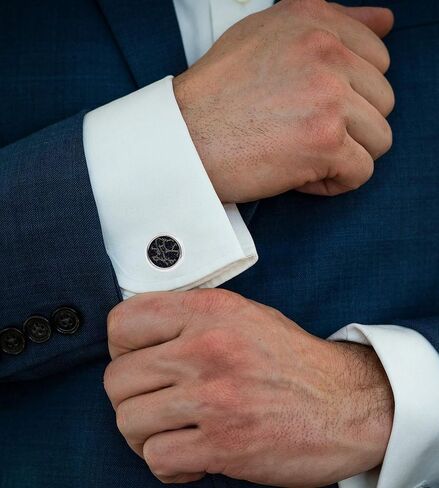 Jonwo Sky Constellation Pattern Round Men's Cufflinks In Gift Case Sparkling Blue Goldstone Cufflinks for Men Jewelry for Wedding Party Business Birthday Anniversary Dress in Saudi Arabia