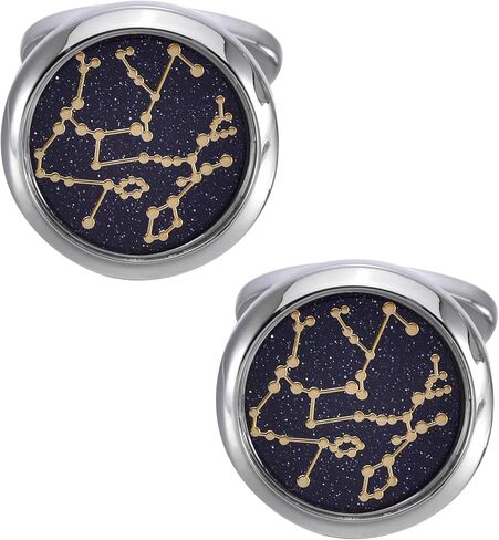 Jonwo Sky Constellation Pattern Round Men's Cufflinks In Gift Case Sparkling Blue Goldstone Cufflinks for Men Jewelry for Wedding Party Business Birthday Anniversary Dress in Saudi Arabia
