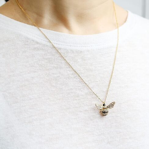 LAONATO Crystal Bumble Bee Necklace 14K Gold Plated Honeybee necklace for Women Teen girls in Saudi Arabia