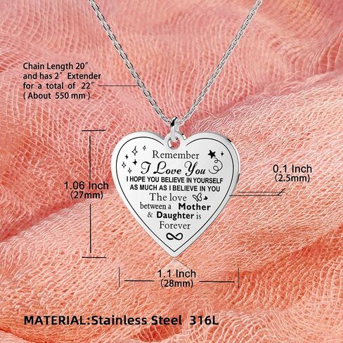 Jewelady To My Daughter Necklace from Mom Dad,Heart Pendant Charm Inspirational Christmas Birthday Graduation Valentines Gifts for women teen girl,family & friendship gifts. in Saudi Arabia