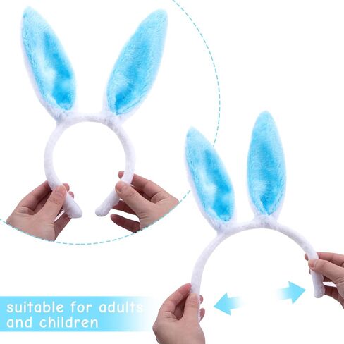 LOVESTOWN 4PCS Bunny Ear Headbands, Rabbit Ear Hairbands Bendable Bunny Hair Hoop 4 Colors for Easter Costume Birthday Party Favor Adults Kids Cosplay in Saudi Arabia