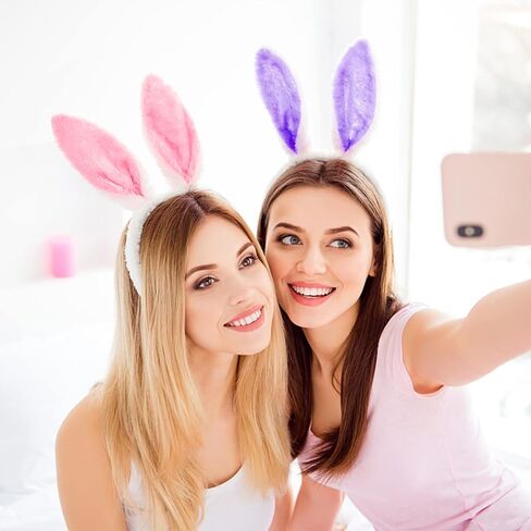 LOVESTOWN 4PCS Bunny Ear Headbands, Rabbit Ear Hairbands Bendable Bunny Hair Hoop 4 Colors for Easter Costume Birthday Party Favor Adults Kids Cosplay in Saudi Arabia