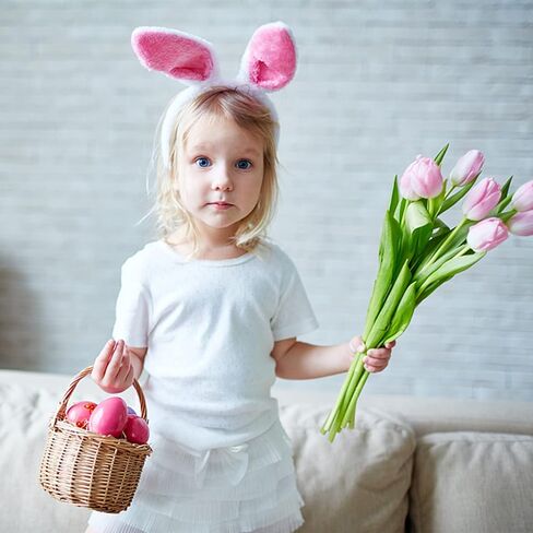 LOVESTOWN 4PCS Bunny Ear Headbands, Rabbit Ear Hairbands Bendable Bunny Hair Hoop 4 Colors for Easter Costume Birthday Party Favor Adults Kids Cosplay in Saudi Arabia