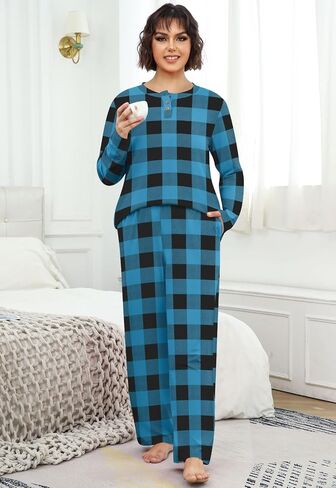 طقم بيجامة نسائي من syoss بأكمام طويلة وملابس نوم مكونة من قطعتين PJ Sets L-4XL in Kuwait