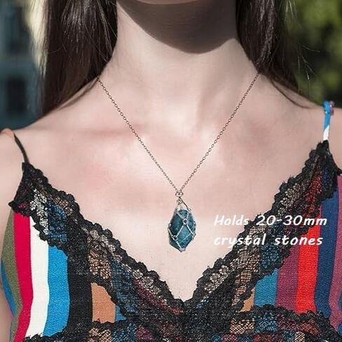 Crystal Necklace Holder, Adjustable Crystal Stone Holder Necklace, Crystal Holding Necklace, Crystal Cage Necklace for Valentine's Day, Birthday, and Holiday Gifts in Kuwait