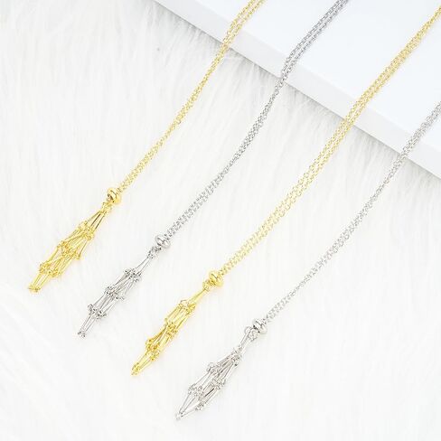 Crystal Necklace Holder, Adjustable Crystal Stone Holder Necklace, Crystal Holding Necklace, Crystal Cage Necklace for Valentine's Day, Birthday, and Holiday Gifts in Kuwait
