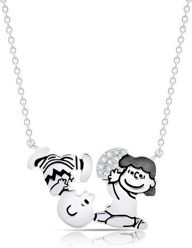 CRISLU Peanuts Charlie Brown & Lucy Football Necklace, 16-18" adjustable, enamel, Cubic Zirconia in Saudi Arabia
