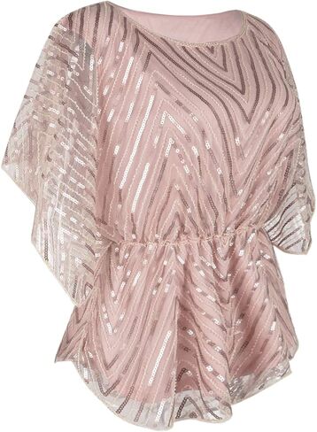 PrettyGuide Women's Sequin Blouse Tops Sparkly Beaded Evening Formal Party Dressy Tops in Saudi Arabia