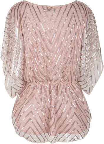 PrettyGuide Women's Sequin Blouse Tops Sparkly Beaded Evening Formal Party Dressy Tops in Saudi Arabia