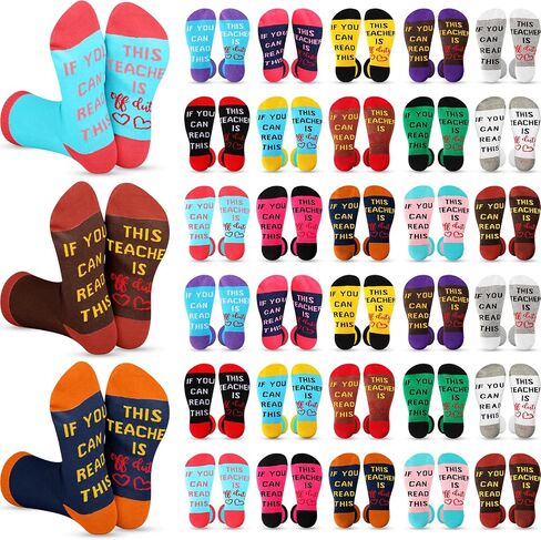 Xtinmee 30 Pairs Christmas Teacher Socks Gifts for Teachers Appreciation Funny Novelty Socks If You Can Read This Socks in Saudi Arabia