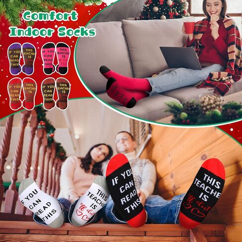 Xtinmee 30 Pairs Christmas Teacher Socks Gifts for Teachers Appreciation Funny Novelty Socks If You Can Read This Socks in Saudi Arabia