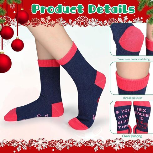 Xtinmee 30 Pairs Christmas Teacher Socks Gifts for Teachers Appreciation Funny Novelty Socks If You Can Read This Socks in Saudi Arabia