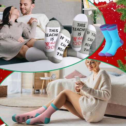 Xtinmee 30 Pairs Christmas Teacher Socks Gifts for Teachers Appreciation Funny Novelty Socks If You Can Read This Socks in Saudi Arabia