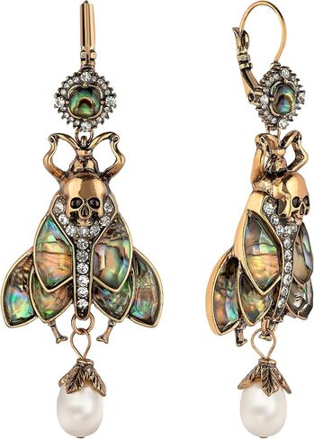 Moth Earrings, Gothic Dangle Baroque Pearl, Copper, Moonstone in Kuwait