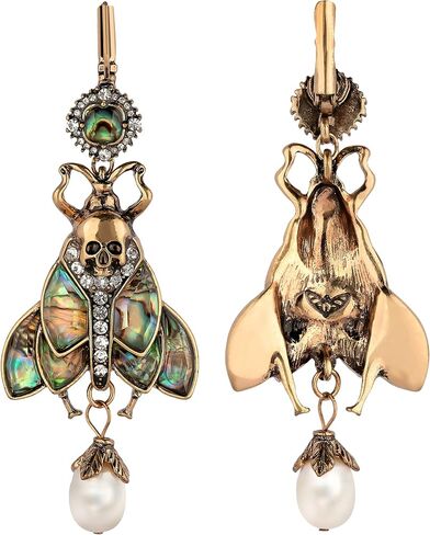 Moth Earrings, Gothic Dangle Baroque Pearl, Copper, Moonstone in Kuwait
