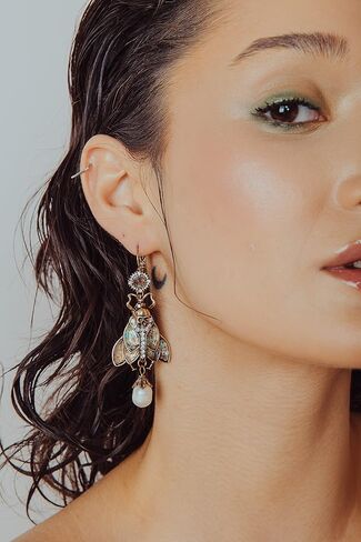 Moth Earrings, Gothic Dangle Baroque Pearl, Copper, Moonstone in Kuwait