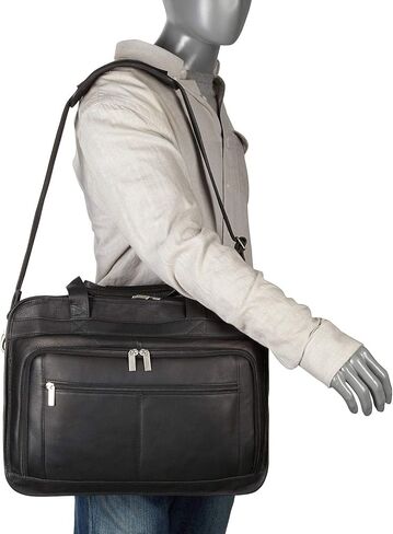 حقيبة كمبيوتر محمول جلدية كبيرة الحجم من Le Donne بمقابض مزدوجة، 17.25 بوصة × 13 بوصة × 8 بوصة in Kuwait