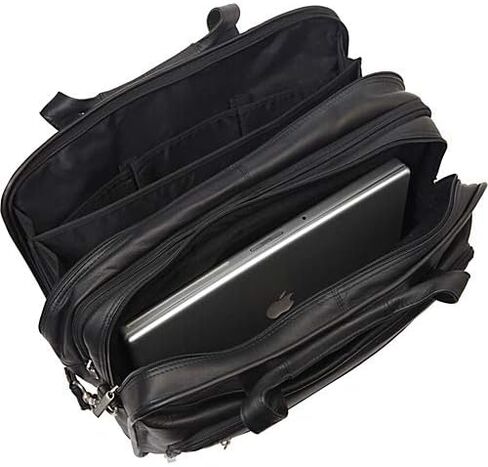 حقيبة كمبيوتر محمول جلدية كبيرة الحجم من Le Donne بمقابض مزدوجة، 17.25 بوصة × 13 بوصة × 8 بوصة in Kuwait