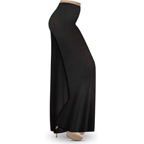 بنطال Palazzo كبير الحجم مصنوع من البوليستر/القطن باللون الأسود بأرجل واسعة ومقاس كبير in Kuwait