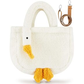 Chunful Goose Bag Cute Plush Goose Bag Lambswool Fur Goose Tote Handbag Crossbody Bag Funny Novelty Goose Bag Fuzzy Bag Soft Shoulder Bag with Removable Cross-body Bag Strap for Women Girls Gift in Kuwait