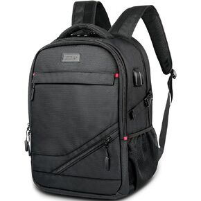 Dobaly 17 inch Travel Laptop Backpack, Business Backpack with USB Charging Port, Water Resistant College School Rucksack Work Backpack Hiking Daypack for Men - Black in Kuwait