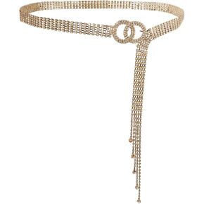 Lovful Women's Dress Belts with Full Rhinestone,Double O-Ring Sparkle Chain Waistband Belt in Kuwait