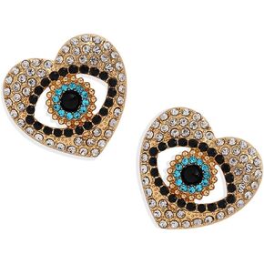 Gold Plated Blue Evil Eyes Heart Pearl Crystal Earrings for Women Girl Turkish Mal De Ojo Heart Peach Love Evil Eye Rhinestone Cubic Zirconia Drop Earrings Birthday Engagement Anniversary Jewelry Gift in Saudi Arabia
