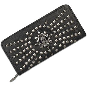 HIZEFSOO Skull Wallets for Women -Large Capacity Womens Clutch Wallet Purse Punk Studs Gothic Skull Chain Women Wallet Long Purse Credit Card Clutch for Women Handbag Skull (Black) in Kuwait