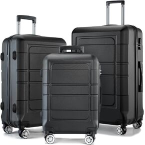 GOWELL Luggage Sets 3 Piece Hardshell Suitcase with Spinner Wheels Lightweight Durable ABS/PC and Code Lock 20'' 24'' 28 inch Travel Suitcase Sets (Black) in Saudi Arabia