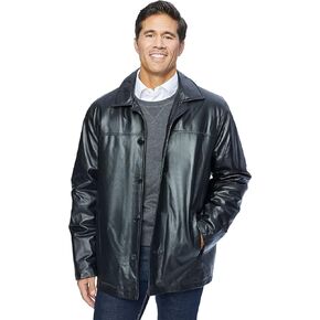Excelled Leather Men's Big and Tall Four-Button Lambskin Leather Car Coat in Kuwait