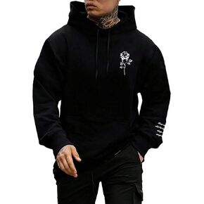 COZYEASE Men's Hoodies Pullover Long Sleeve Graphic Hooded Sweatshirt Y2k Streetwear Hoodies Trendy