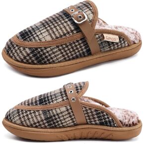GPOS Womens House Memory Foam Slippers زغب مريح قابل للتعديل النعال منقوشة أحذية المنزل الشتاء للنساء مع وسادة دعم القوس عدم الانزلاق وحيد داخلي في الهواء الطلق in Kuwait
