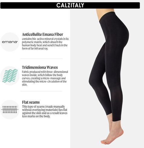 سروال بيجامة التخسيس المضاد للسيلوليت | طماق المشكل مع تأثير التدليك | صغير/متوسط، كبير/كبير جدًا | الوردي والأسود | صنع في ايطاليا in Kuwait