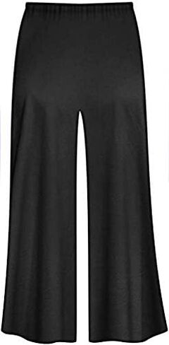 بنطال Palazzo كبير الحجم مصنوع من البوليستر/القطن باللون الأسود بأرجل واسعة ومقاس كبير in Kuwait