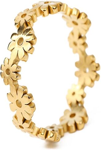 Dainty Hollowed Band Ring,14K Yellow Gold Cute Statement Jewelry Gift for Women Girls in Saudi Arabia