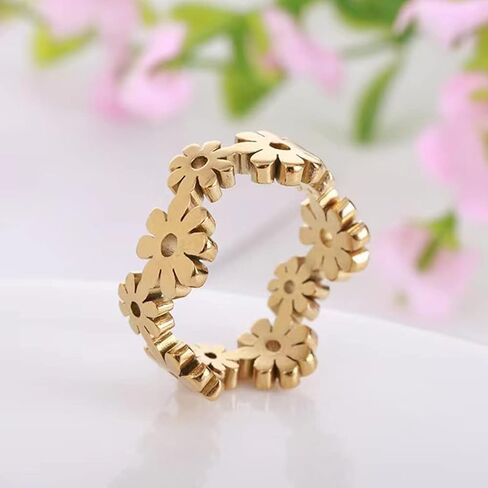 Dainty Hollowed Band Ring,14K Yellow Gold Cute Statement Jewelry Gift for Women Girls in Saudi Arabia