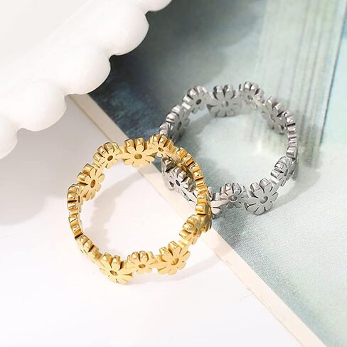 Dainty Hollowed Band Ring,14K Yellow Gold Cute Statement Jewelry Gift for Women Girls in Saudi Arabia